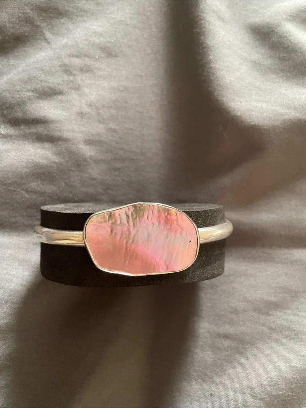 Abalone Cuff Silver Bangle Bracelet by Intertidal Jewelry - Picture 3 of 3